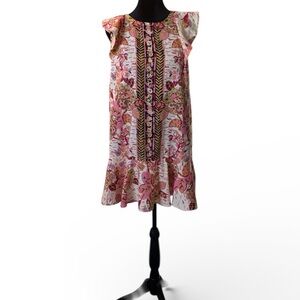 Free People Pink Floral Ruffle Tunic or Mini Dress